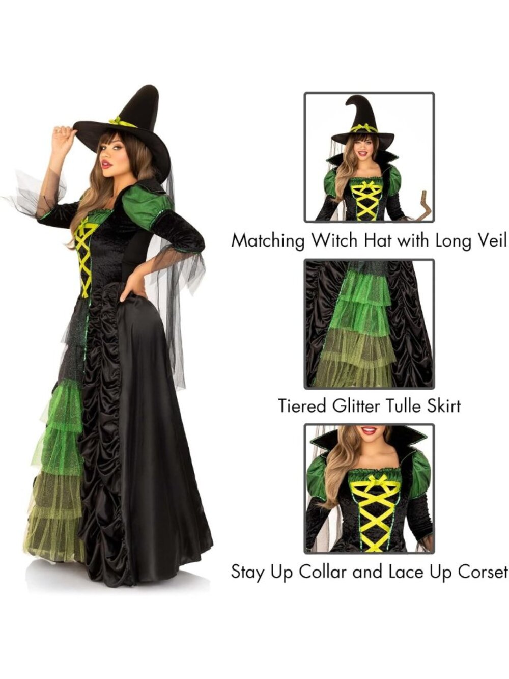 Enchanting 2-Piece Storybook Witch Costume for Women | Spooky Halloween Outfit - Picture 3 of 5